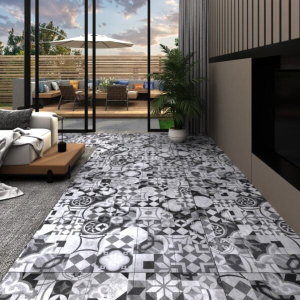 Ej självhäftande PVC-golvplankor 5,26 m² 2 mm grått mönster